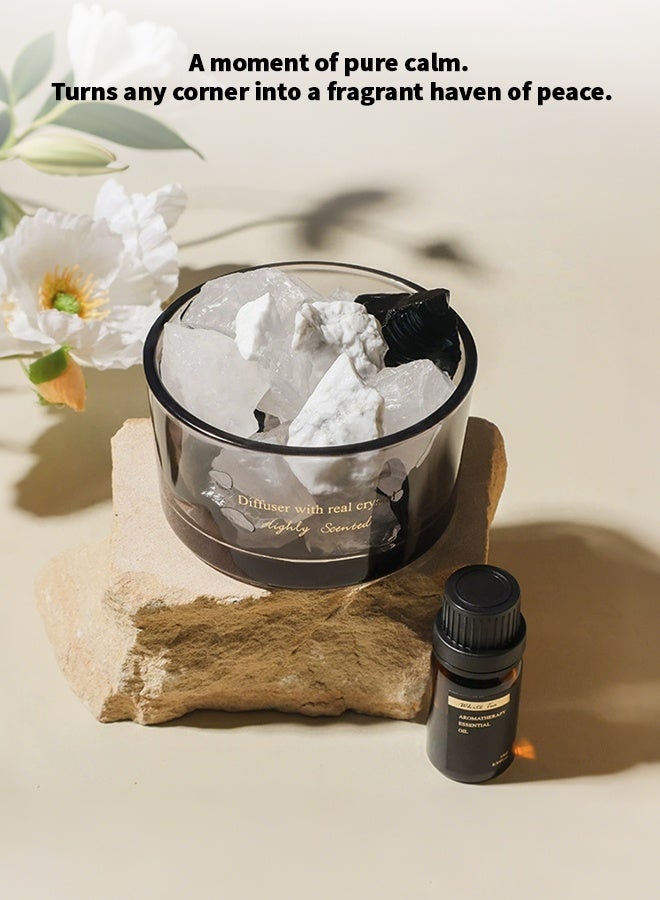 بيوتيفول مجموعة حجارة موزعة للروائح الكريستالية الخالية من اللهب مع زيت الشاي الأبيض العطري، علبة هدايا عطرية منزلية من الحجارة البيضاء، رائحة فاخرة ونظيفة لغرفة النوم​ - Image 2
